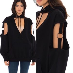 NWT unique emo goth punk rave keyhole cut out hoodie